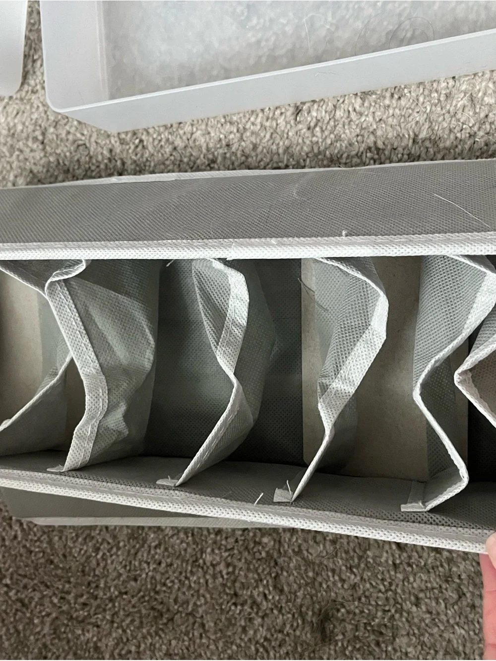 Neutral Fabric Grid Storage Organizer - multi-compartment